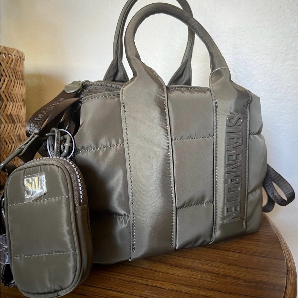 Steve Madden Puffer Satchel dark green